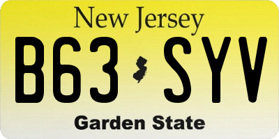 NJ license plate B63SYV