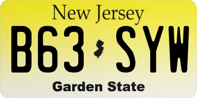 NJ license plate B63SYW