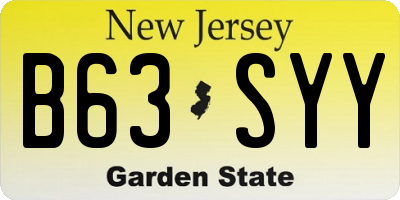 NJ license plate B63SYY