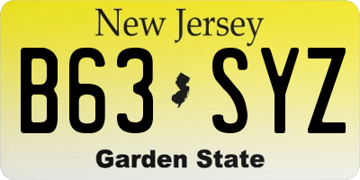 NJ license plate B63SYZ