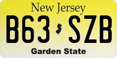 NJ license plate B63SZB