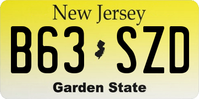 NJ license plate B63SZD