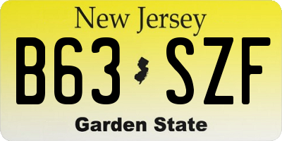 NJ license plate B63SZF