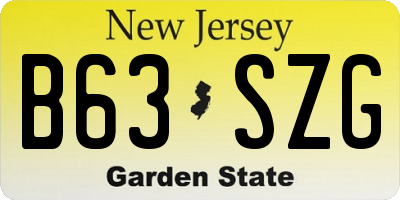 NJ license plate B63SZG