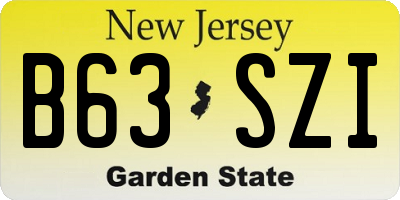 NJ license plate B63SZI