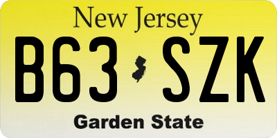 NJ license plate B63SZK