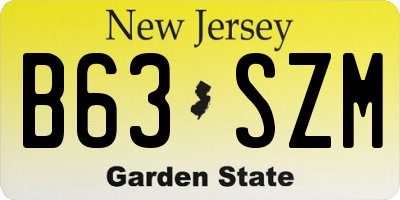 NJ license plate B63SZM