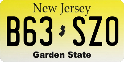 NJ license plate B63SZO
