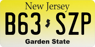 NJ license plate B63SZP