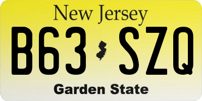 NJ license plate B63SZQ
