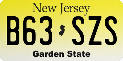 NJ license plate B63SZS