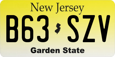 NJ license plate B63SZV