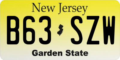 NJ license plate B63SZW