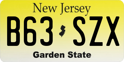 NJ license plate B63SZX
