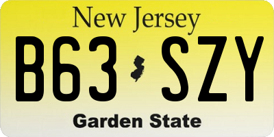 NJ license plate B63SZY