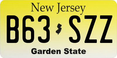 NJ license plate B63SZZ