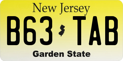 NJ license plate B63TAB