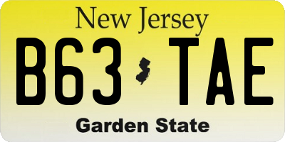 NJ license plate B63TAE