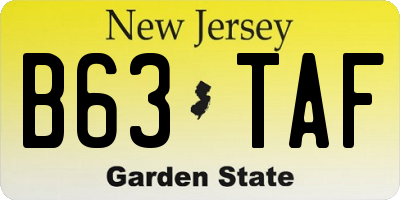 NJ license plate B63TAF