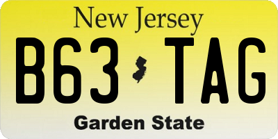 NJ license plate B63TAG
