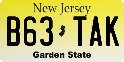 NJ license plate B63TAK