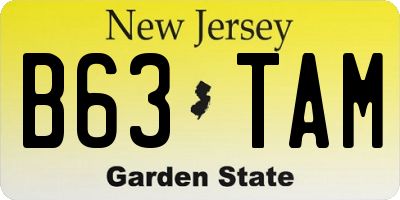 NJ license plate B63TAM