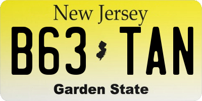 NJ license plate B63TAN