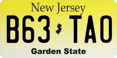 NJ license plate B63TAO