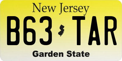 NJ license plate B63TAR