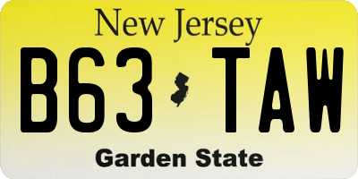 NJ license plate B63TAW
