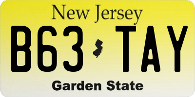 NJ license plate B63TAY