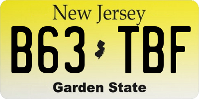 NJ license plate B63TBF