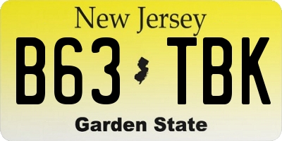 NJ license plate B63TBK
