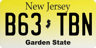 NJ license plate B63TBN
