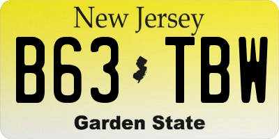 NJ license plate B63TBW