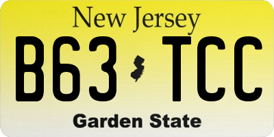 NJ license plate B63TCC