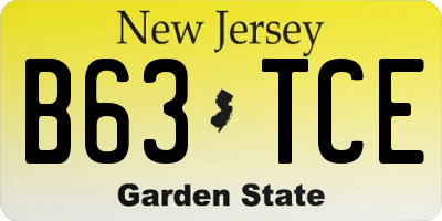 NJ license plate B63TCE