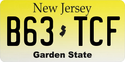 NJ license plate B63TCF