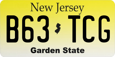 NJ license plate B63TCG