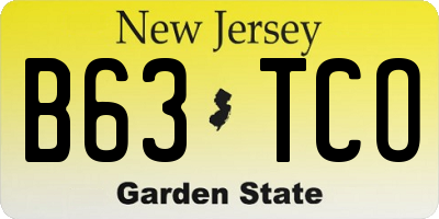NJ license plate B63TCO