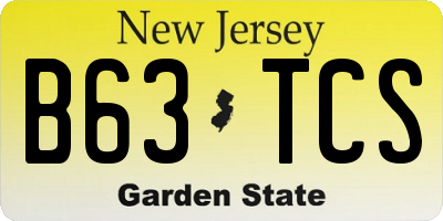NJ license plate B63TCS