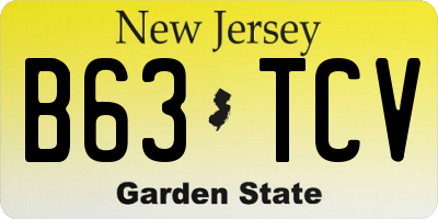 NJ license plate B63TCV
