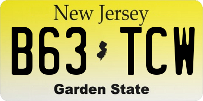NJ license plate B63TCW