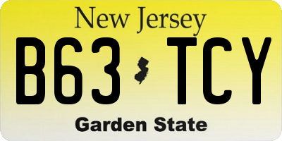 NJ license plate B63TCY