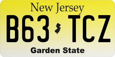 NJ license plate B63TCZ