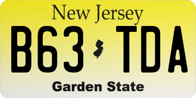 NJ license plate B63TDA