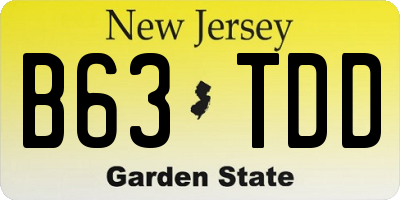 NJ license plate B63TDD