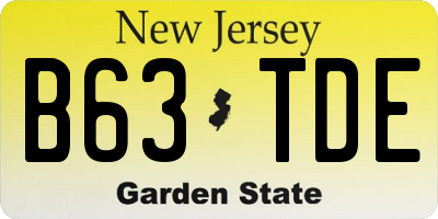 NJ license plate B63TDE