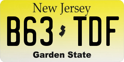 NJ license plate B63TDF