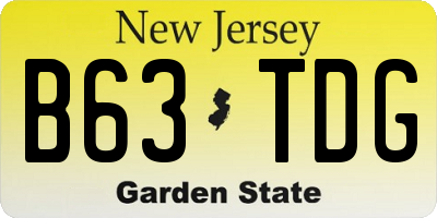 NJ license plate B63TDG